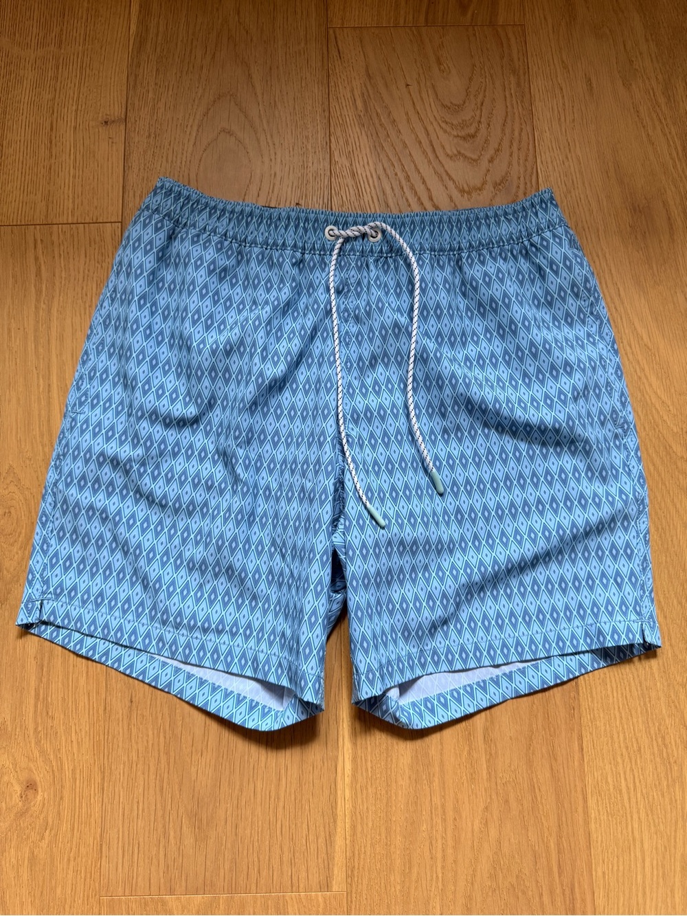 Bonobos Light Blue Diamond-Print Swim Trunks